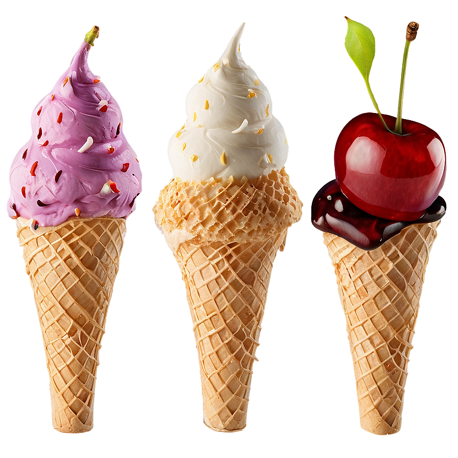 Ice Cream Cone With Cherry Png Onf