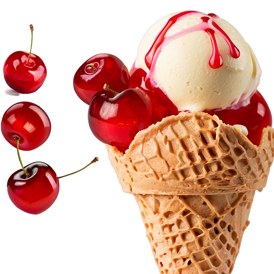 Ice Cream Cone With Cherry Png Prn