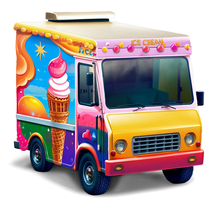 Ice Cream Truck During Sunset Png Xlm14