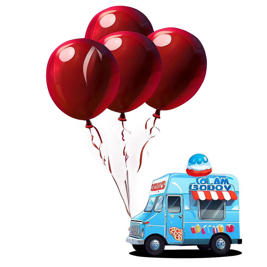 Ice Cream Truck With Balloons Png Waj