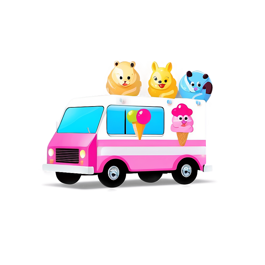 Ice Cream Truck With Cute Animals Png 71