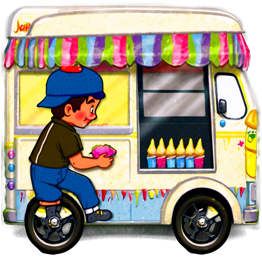 Ice Cream Truck With Happy Driver Png 66