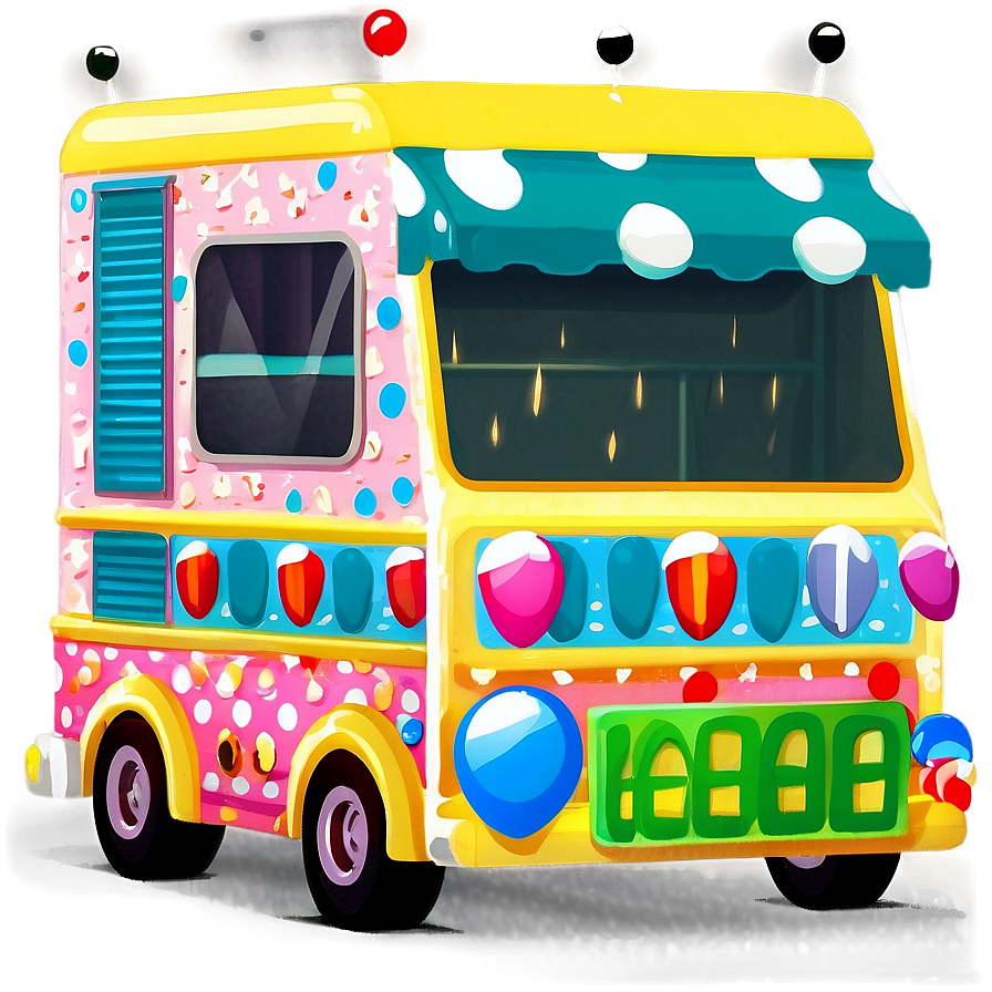 Ice Cream Truck With Polka Dots Png Qes