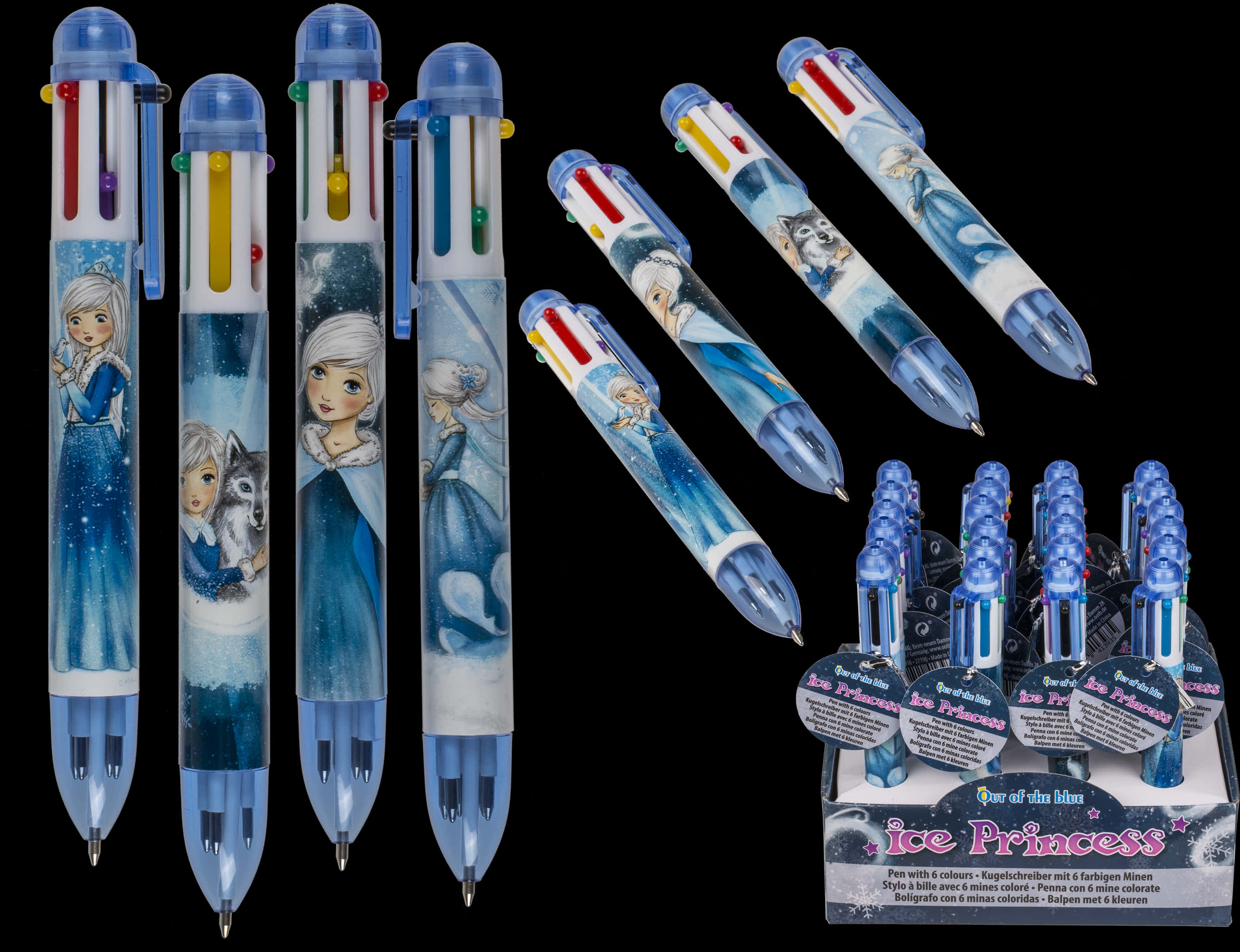 Ice Princess Multi Color Pens Display PNG with transparent background