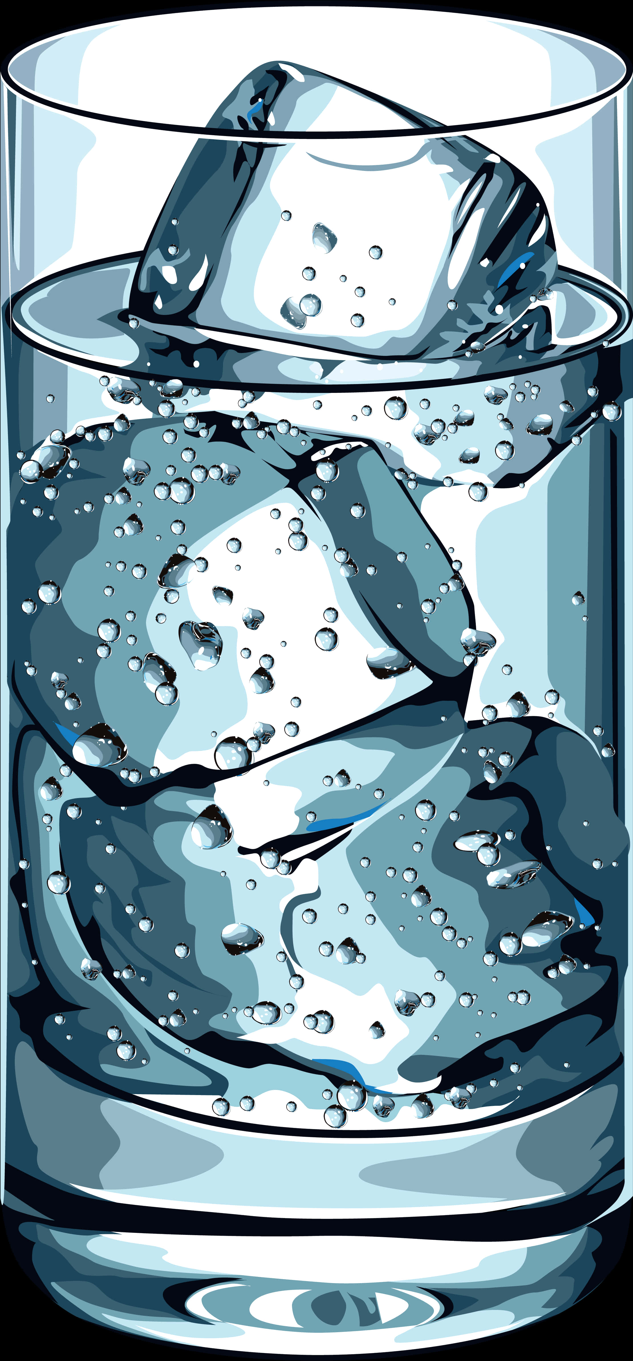 Iced Water Glass Vector Illustration