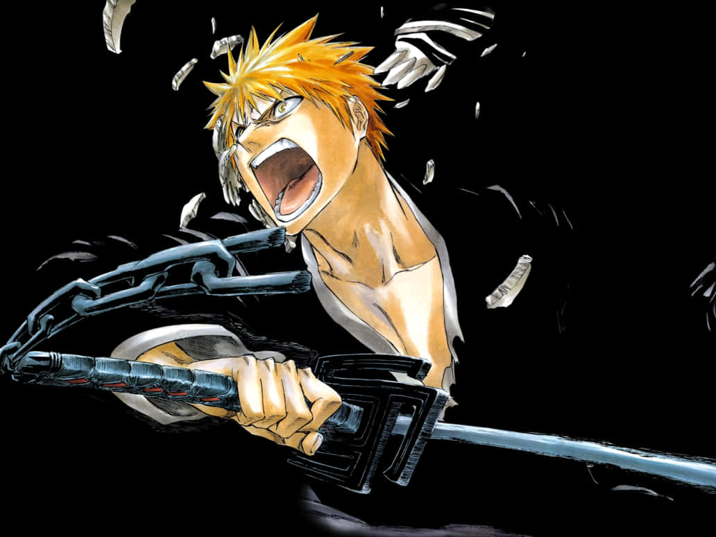 Ichigo Kurosaki Battle Cry PNG with transparent background