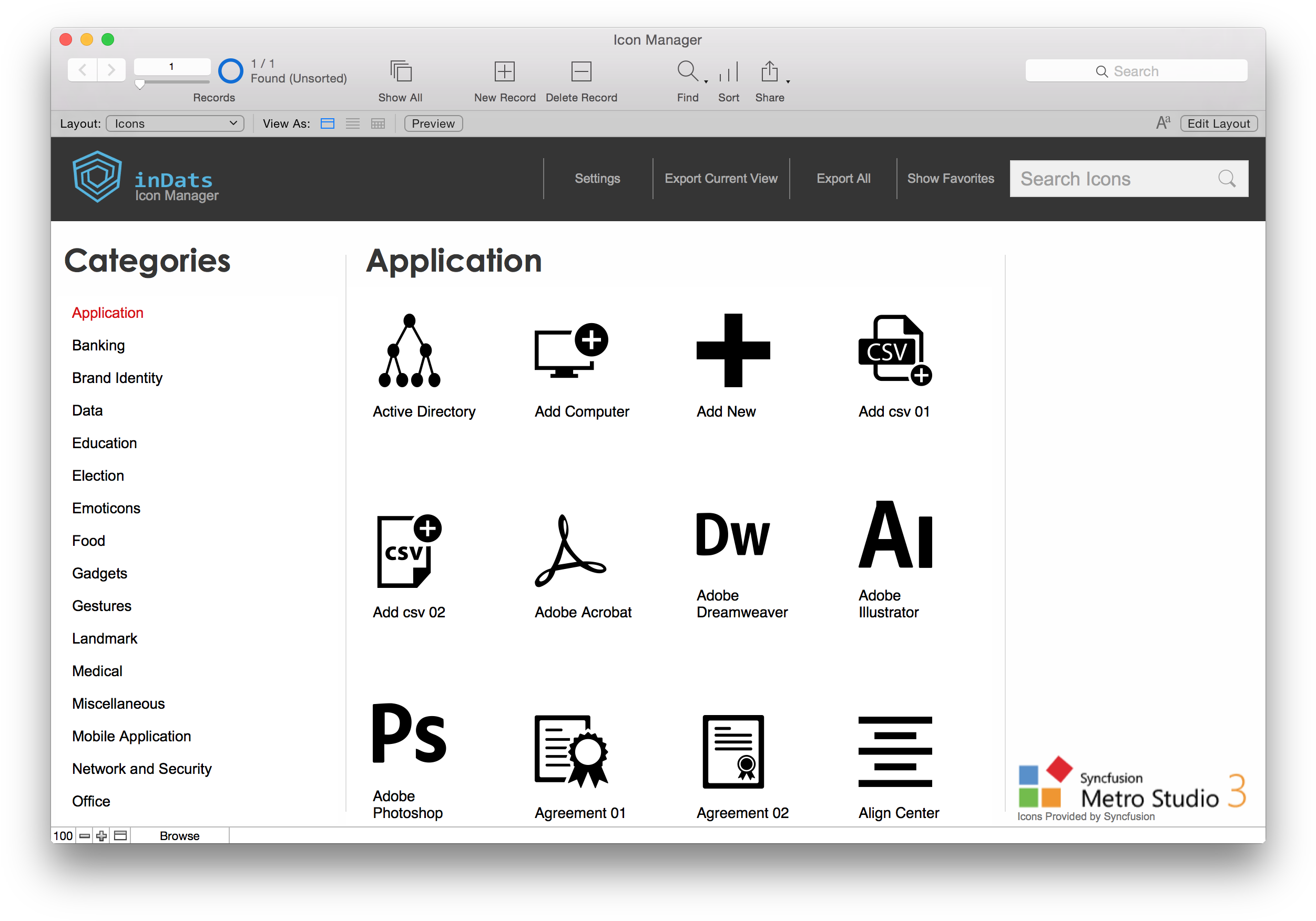 Icon Management Software Interface PNG with transparent background