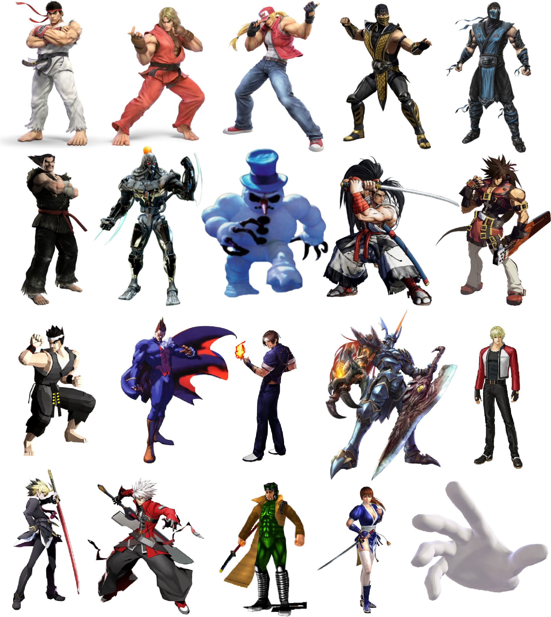 Iconic Fighting Game Characters Collage