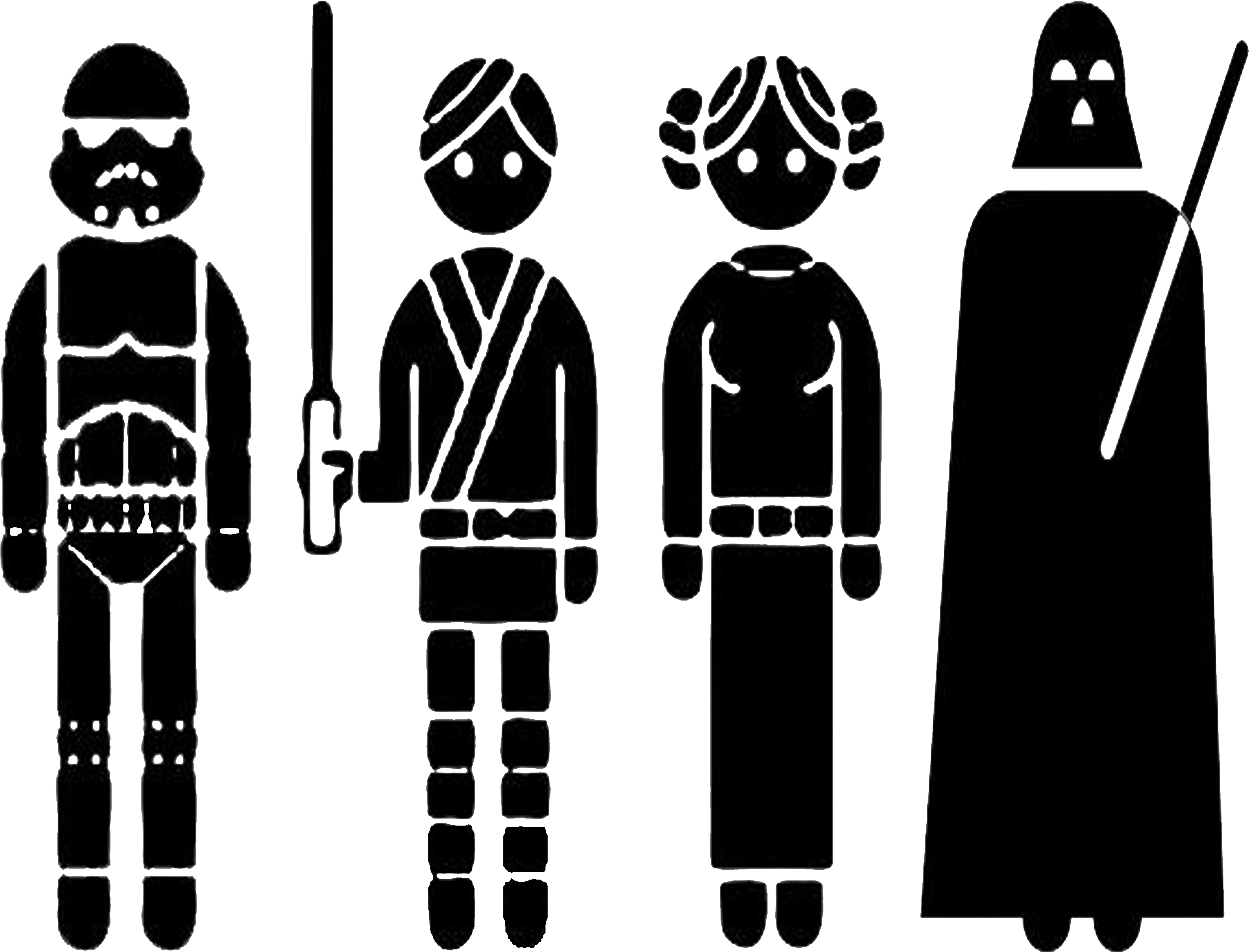 Transparent Wall Clipart Black And White - Outline Of Star Wars Characters, HD Png Download PNG with transparent background