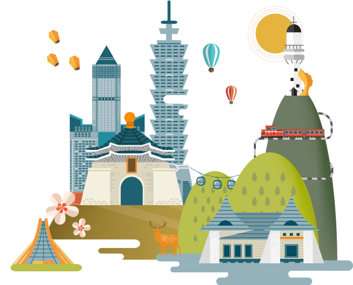 Iconic Taiwan Landmarks Illustration