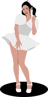 Iconic White Dress Pose Illustration