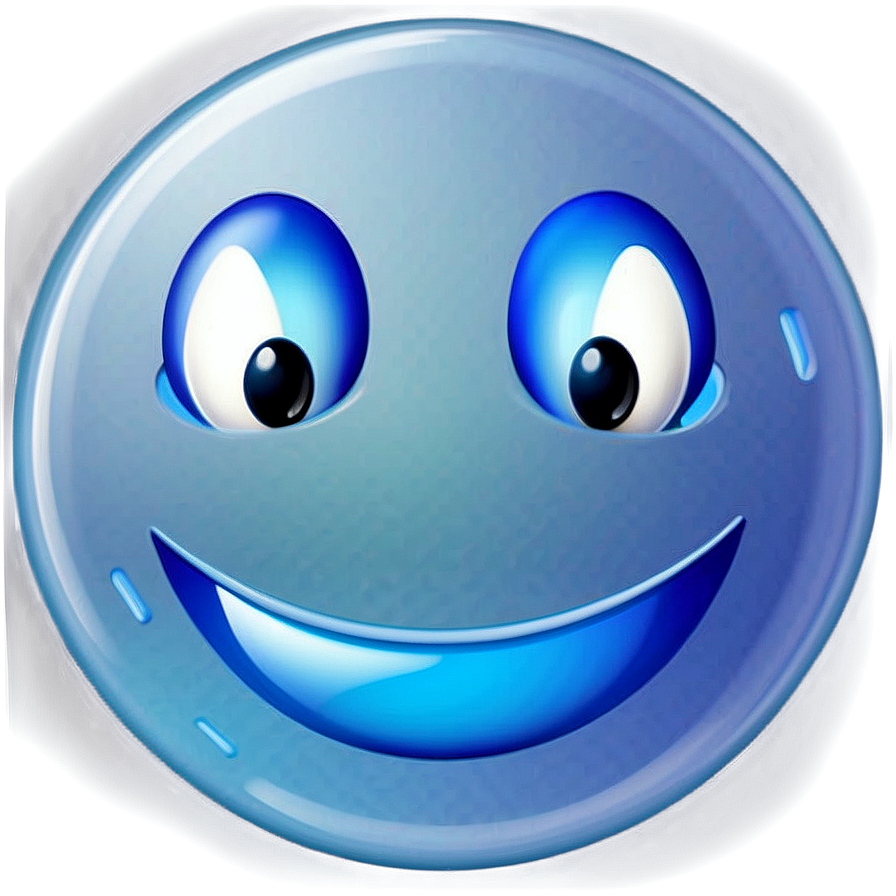 Icy Blue Smiling Face Emoji Png 20