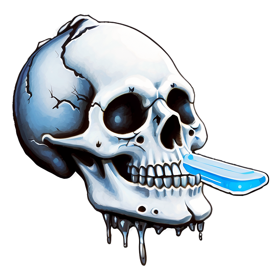 Icy Skull Painting Png D