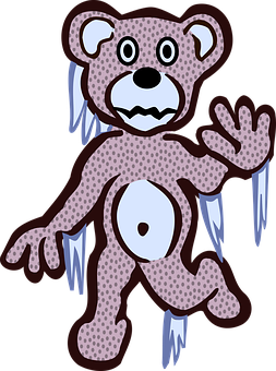 Icy Zombie Teddy Bear Illustration PNG with transparent background