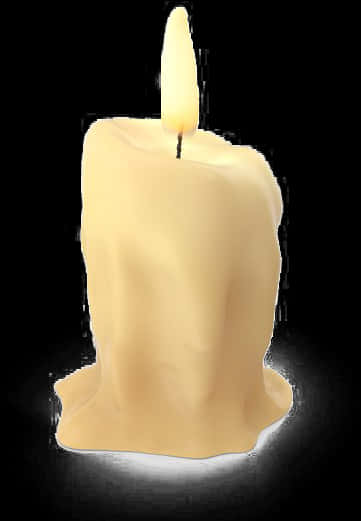 Illuminated Beige Candleon Black Background.jpg PNG with transparent background
