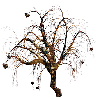 Illuminated Tree Artwork PNG with transparent background