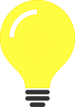 Illuminated Yellow Lightbulb Icon PNG with transparent background