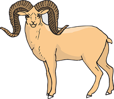 Illustrated Bighorn Sheep PNG with transparent background