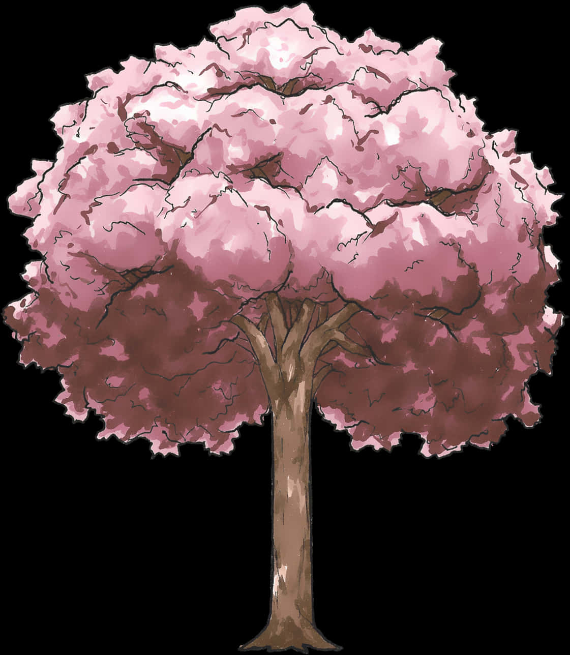 Illustrated Cherry Blossom Tree