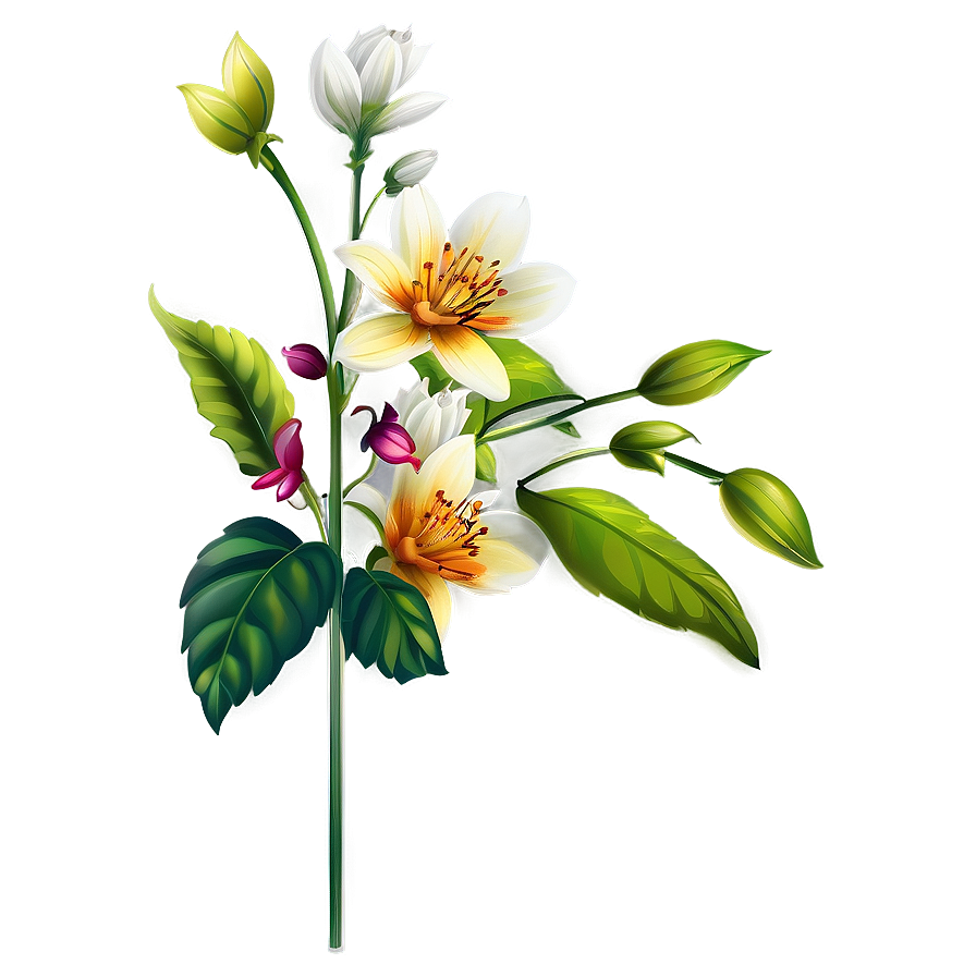 Illustrated Flower Stem Png 06132024