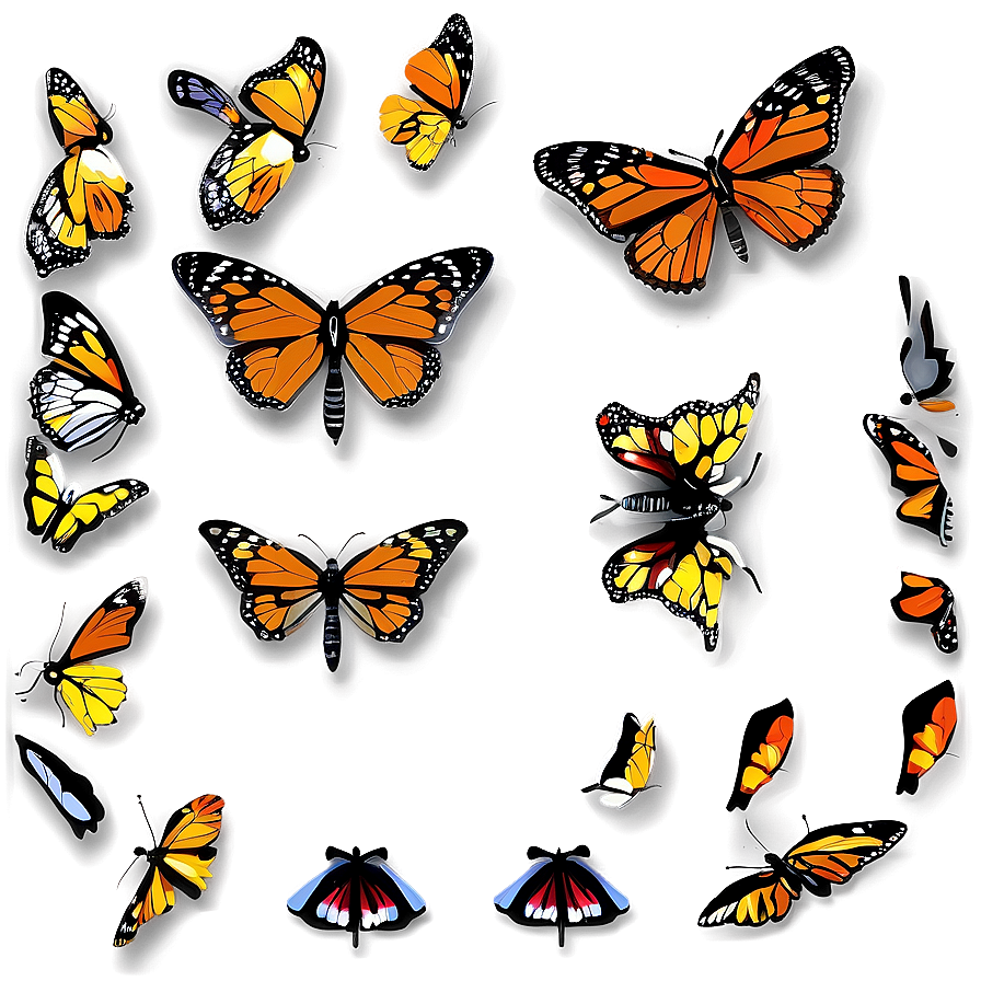 Illustrated Monarch Butterflies Png 20