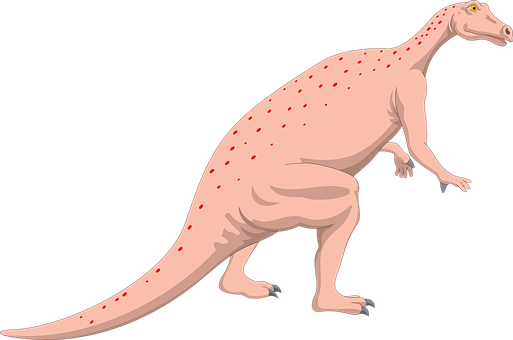 Illustrated Pink Dinosaur Black Background