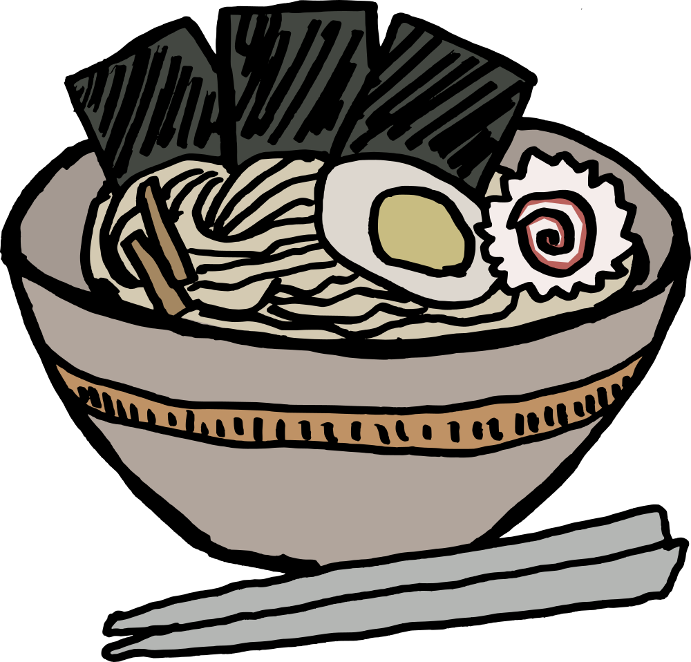 Illustrated Ramen Bowl With Chopsticks