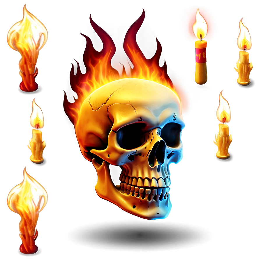 Incendiary Skull Design Png 85