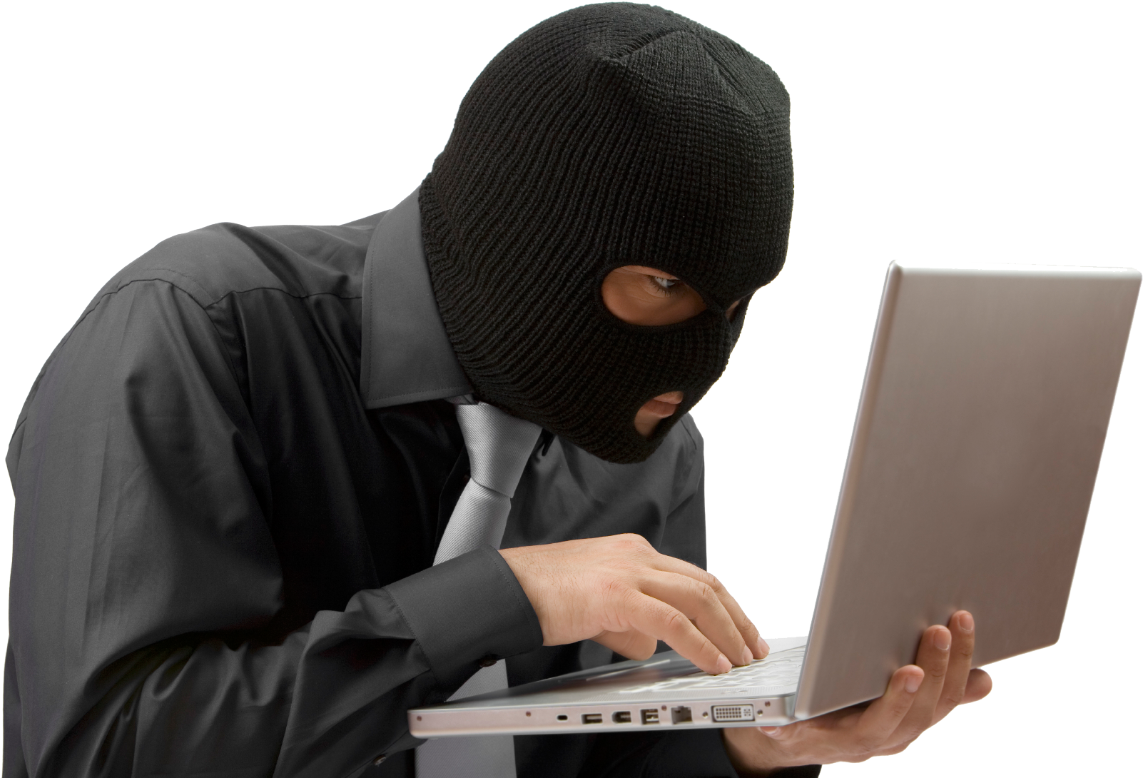 Incognito Hacker Using Laptop PNG with transparent background