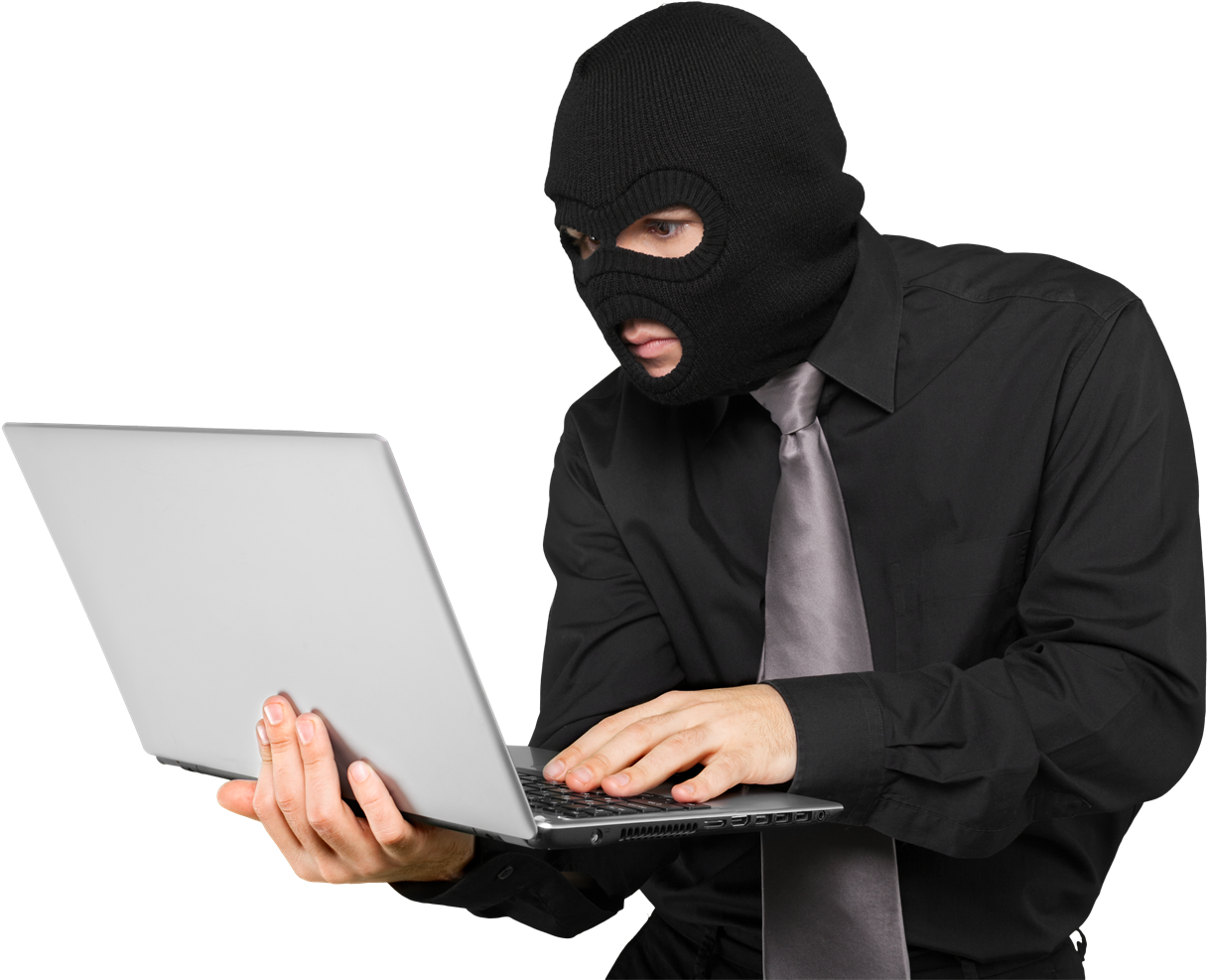 Incognito Hackerwith Laptop PNG with transparent background