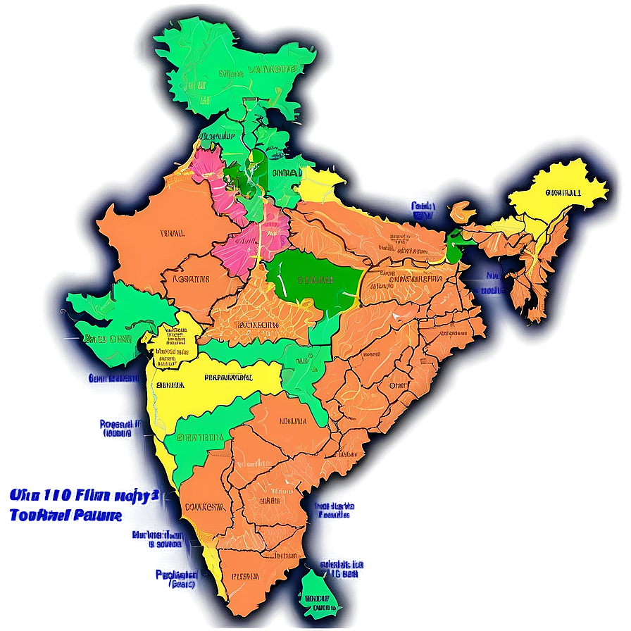 India Map With Geographical Features Png 06242024