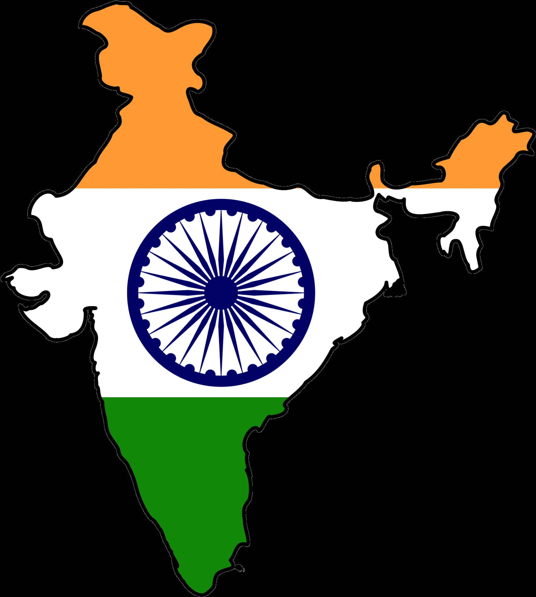 India Mapwith Flag Colors