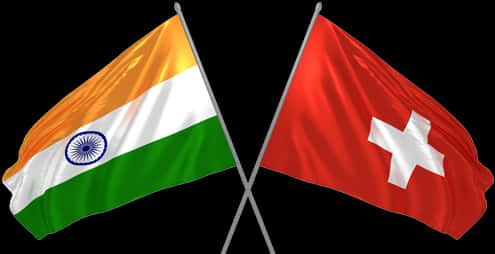 Indiaand Switzerland Flags Crossed