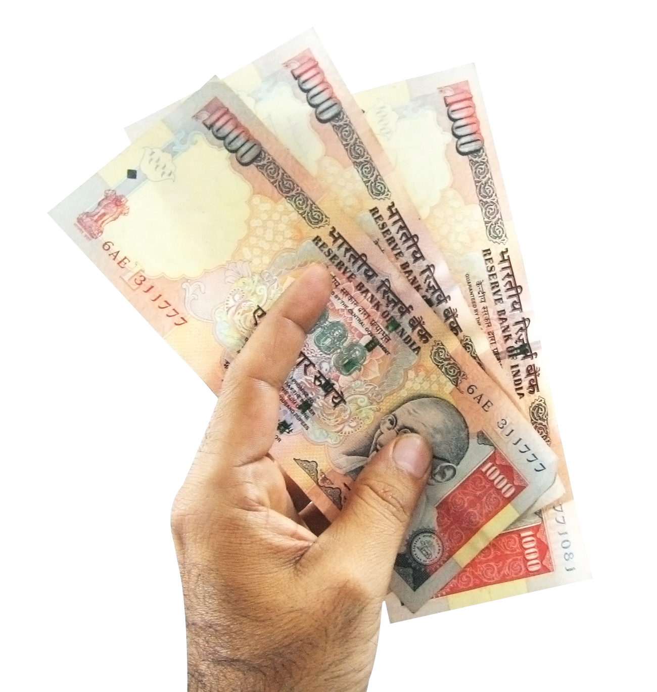 Indian Currency Notesin Hand PNG image with a transparent background, free high-resolution download