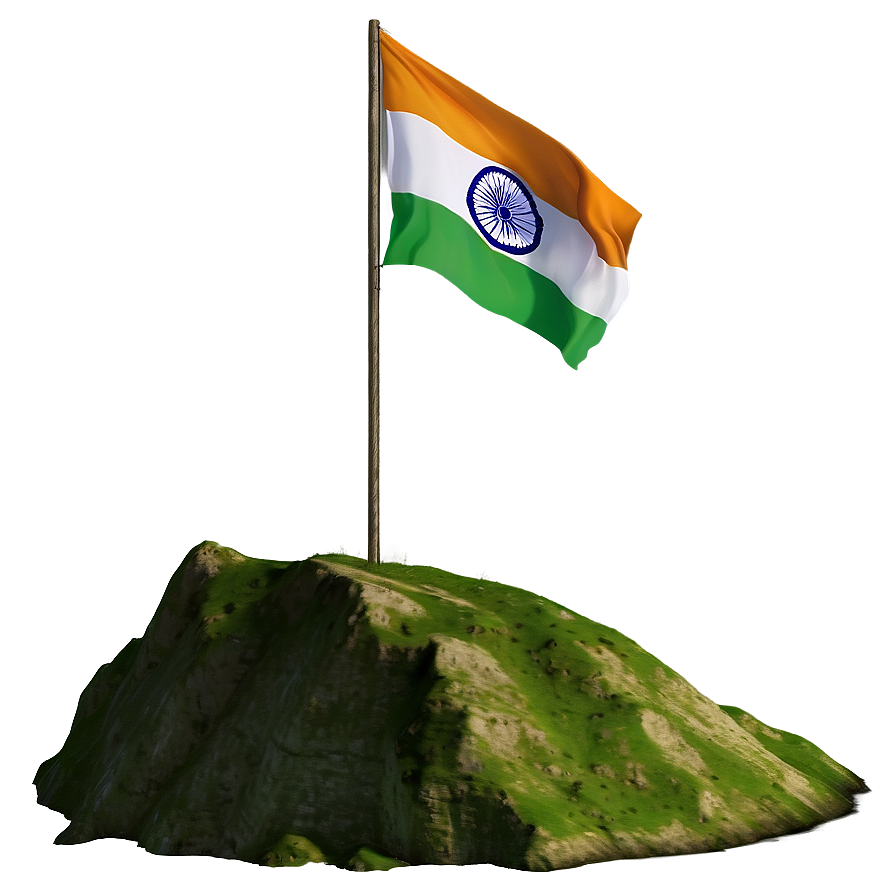 Indian Flag On Mountain Peak Png 90