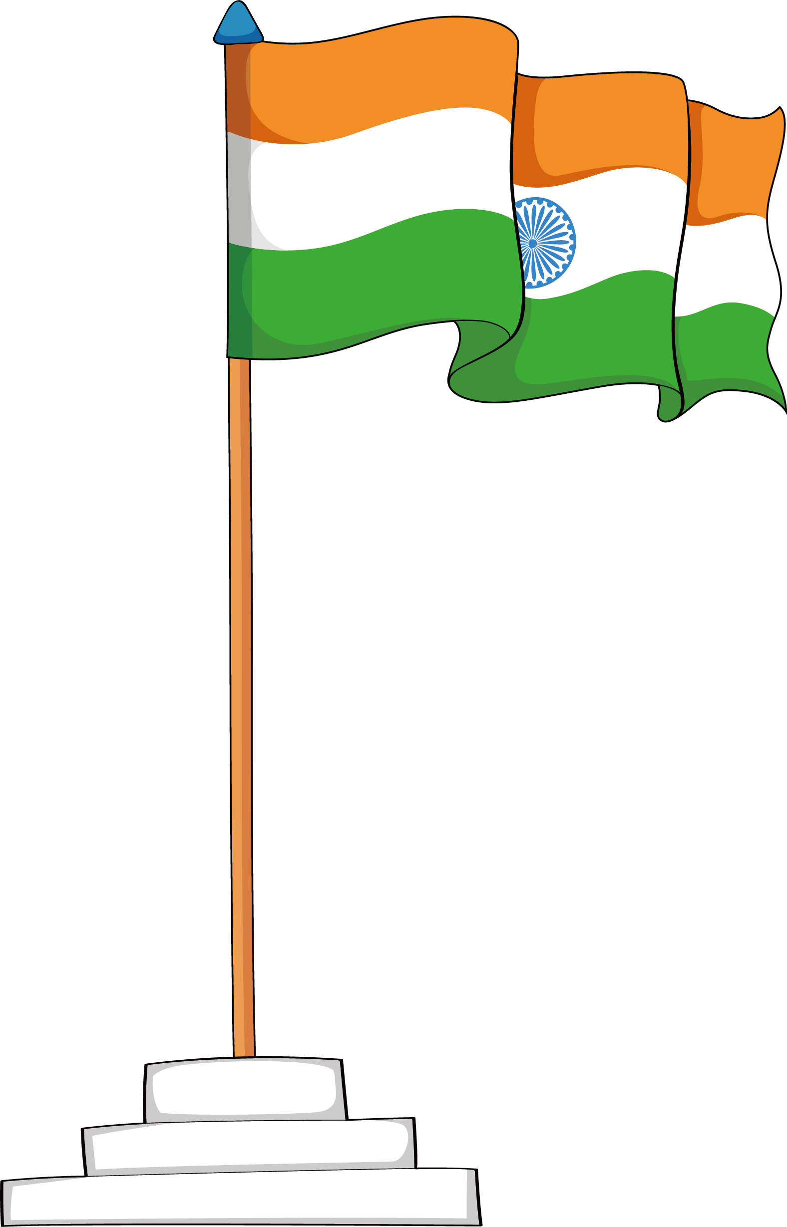Transparent Race Flag Clipart - Indian Flag In Cartoon, HD Png Download PNG with transparent background