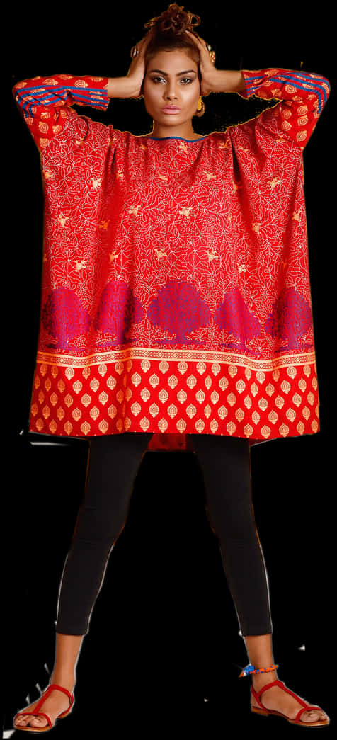 Indian Modelin Traditional Kurtiand Leggings