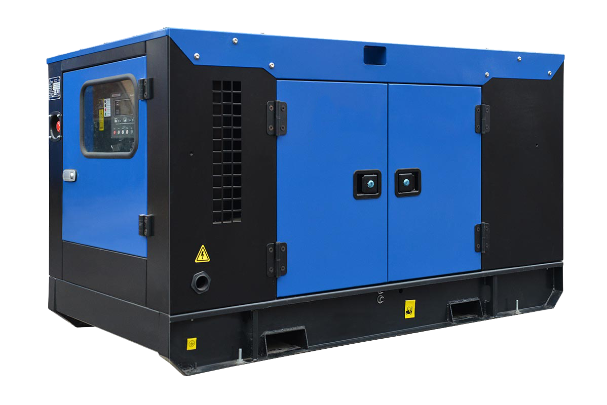 Industrial Blue Diesel Generator PNG with transparent background