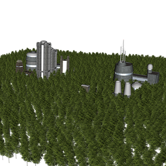 Industrial Complexin Forest PNG with transparent background