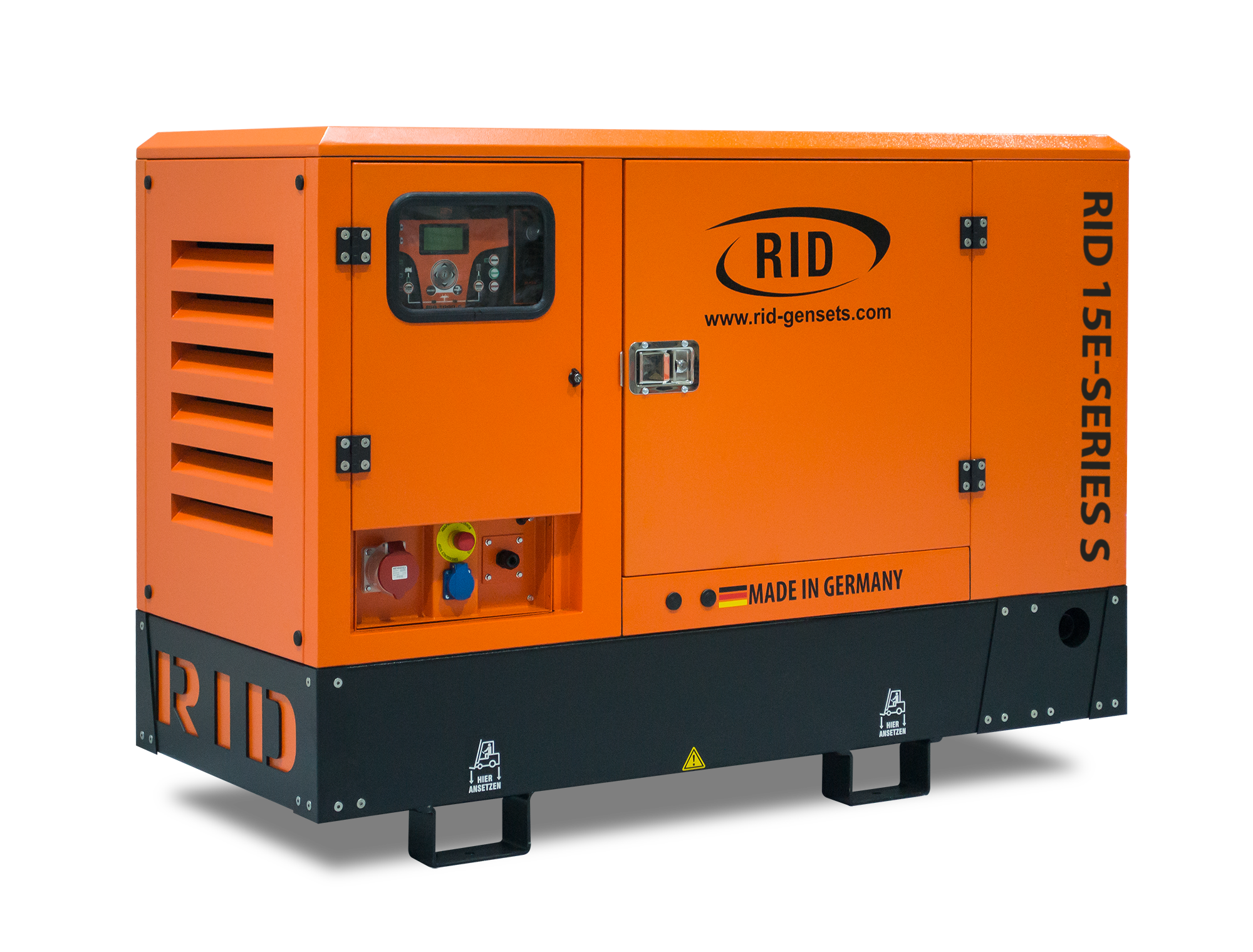 Industrial Orange Diesel Generator PNG with transparent background