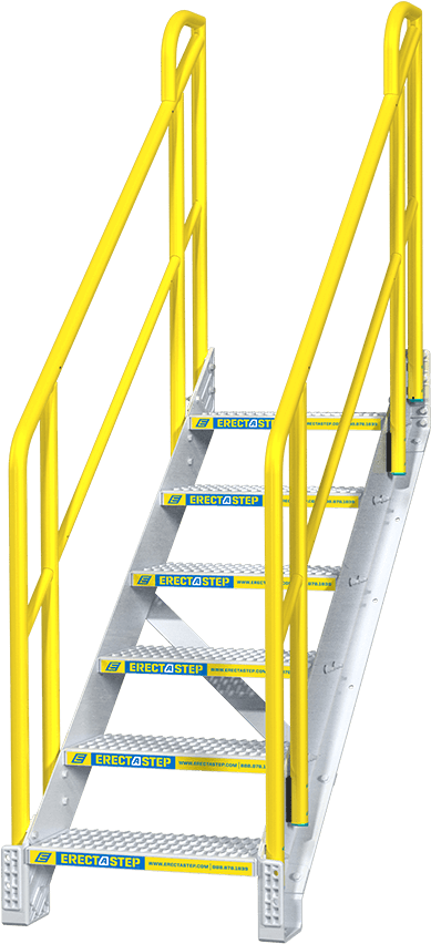 Industrial Yellow Handrails Metal Stairs