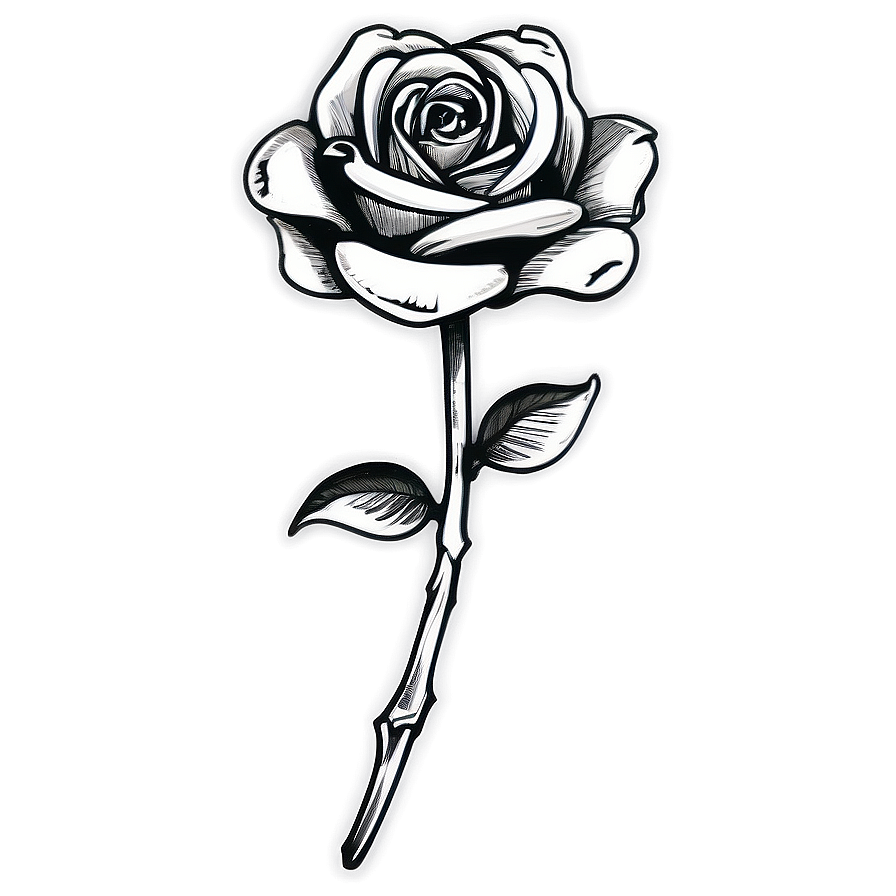 Inked Rose Black And White Png Jlv16