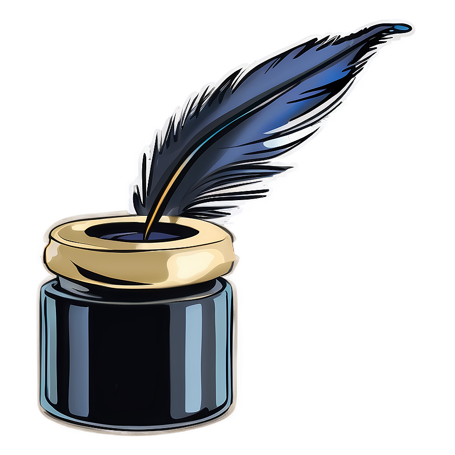 Inkwell And Quill Illustration Png 38