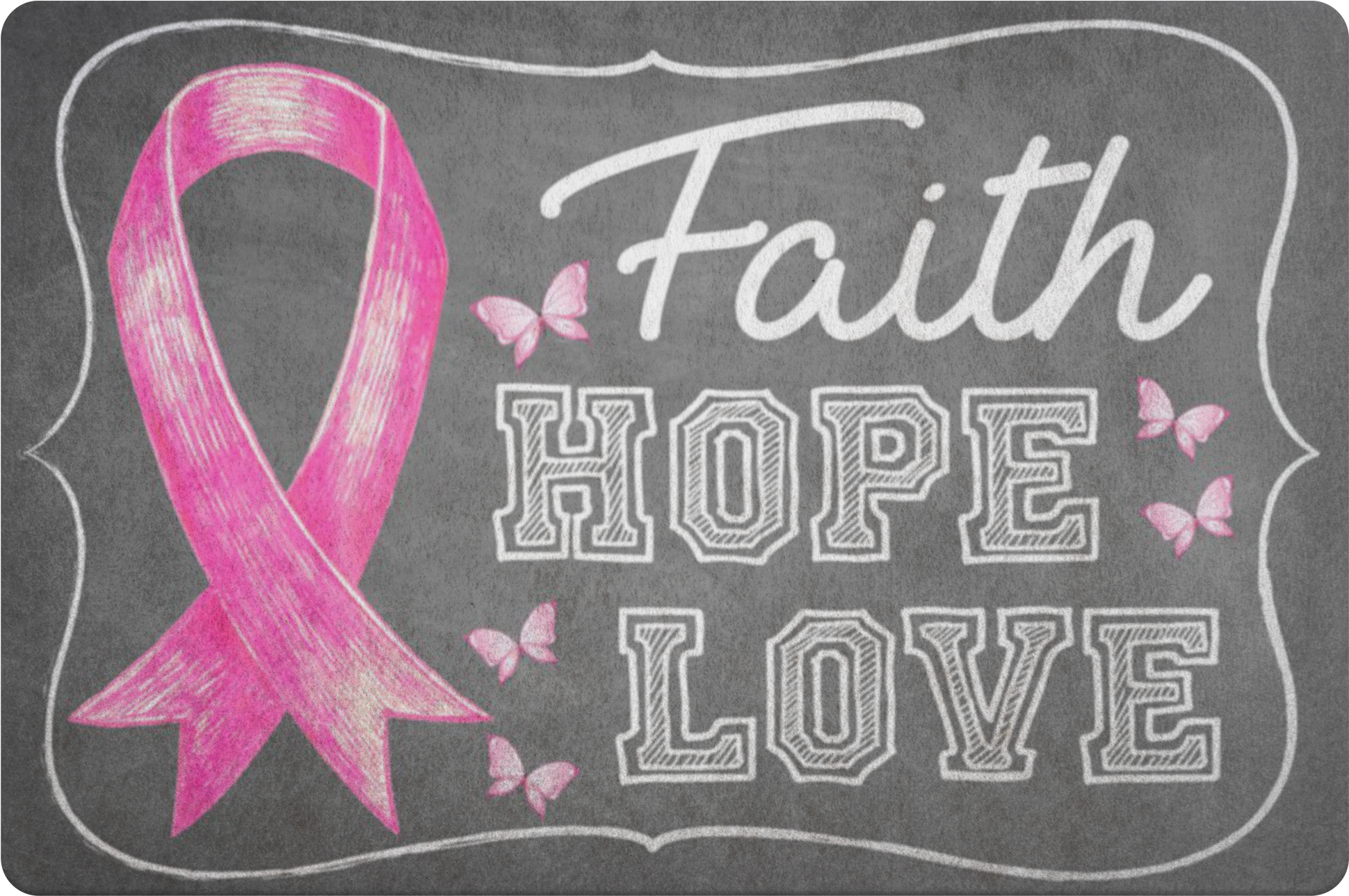 Faith Hope Love Pink Ribbon Doormat'Data-zoom='//cdn - Blackboard, HD Png Download PNG image with a transparent background, free high-resolution download