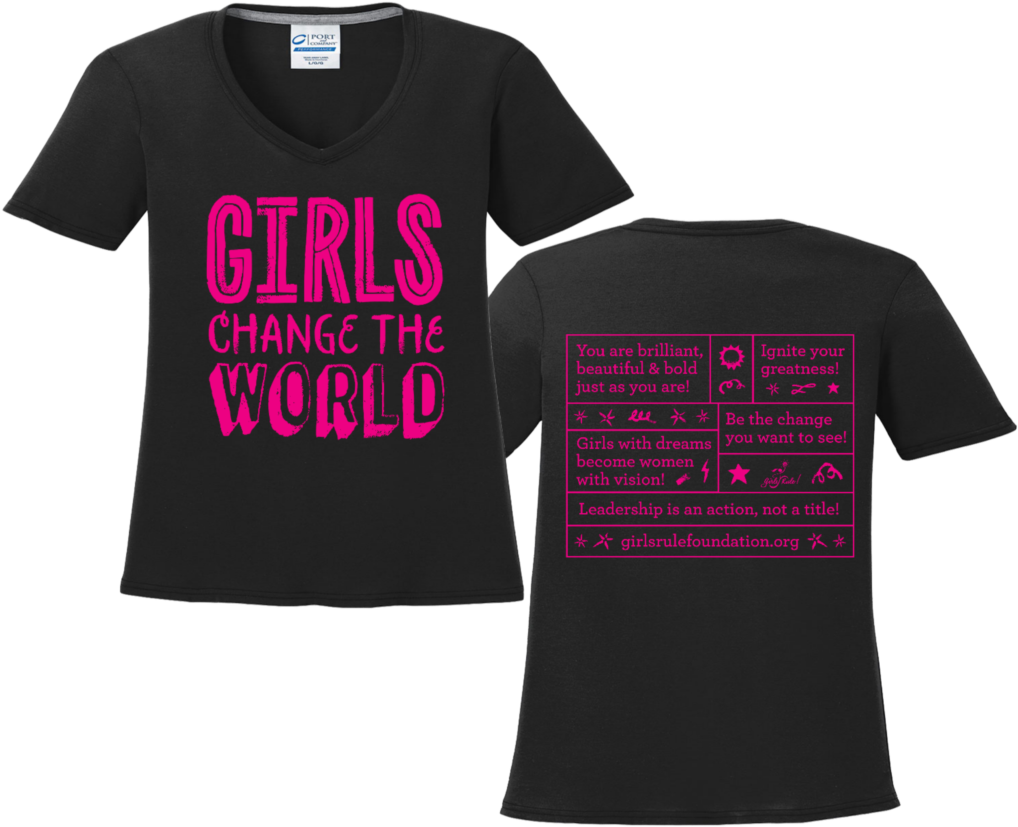 Inspirational Girls Change The World Shirt PNG with transparent background