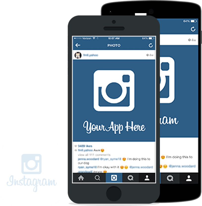 Instagram App Promotion Mockup PNG with transparent background