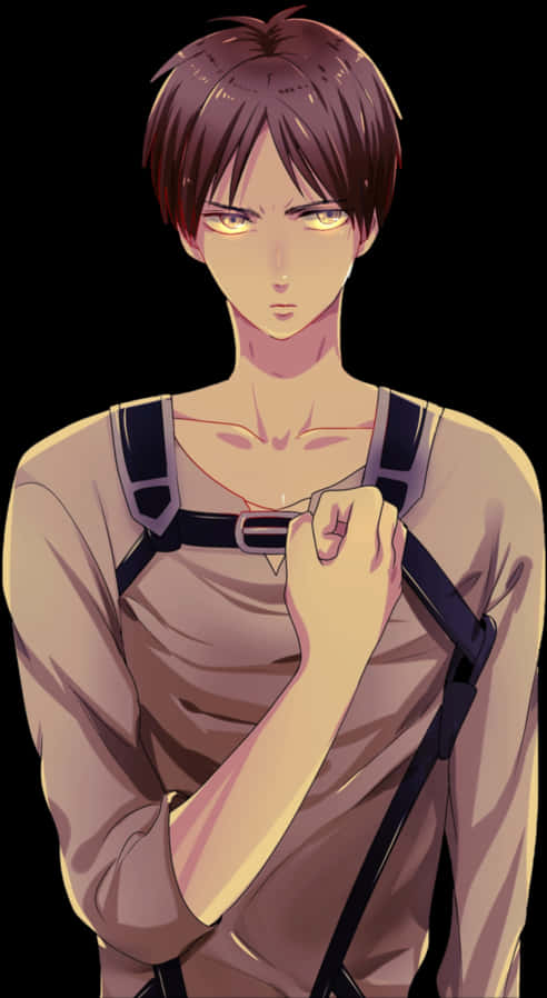 Intense_ Anime_ Character_ Eren PNG with transparent background