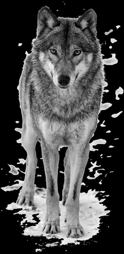 Intense Blackand White Wolf