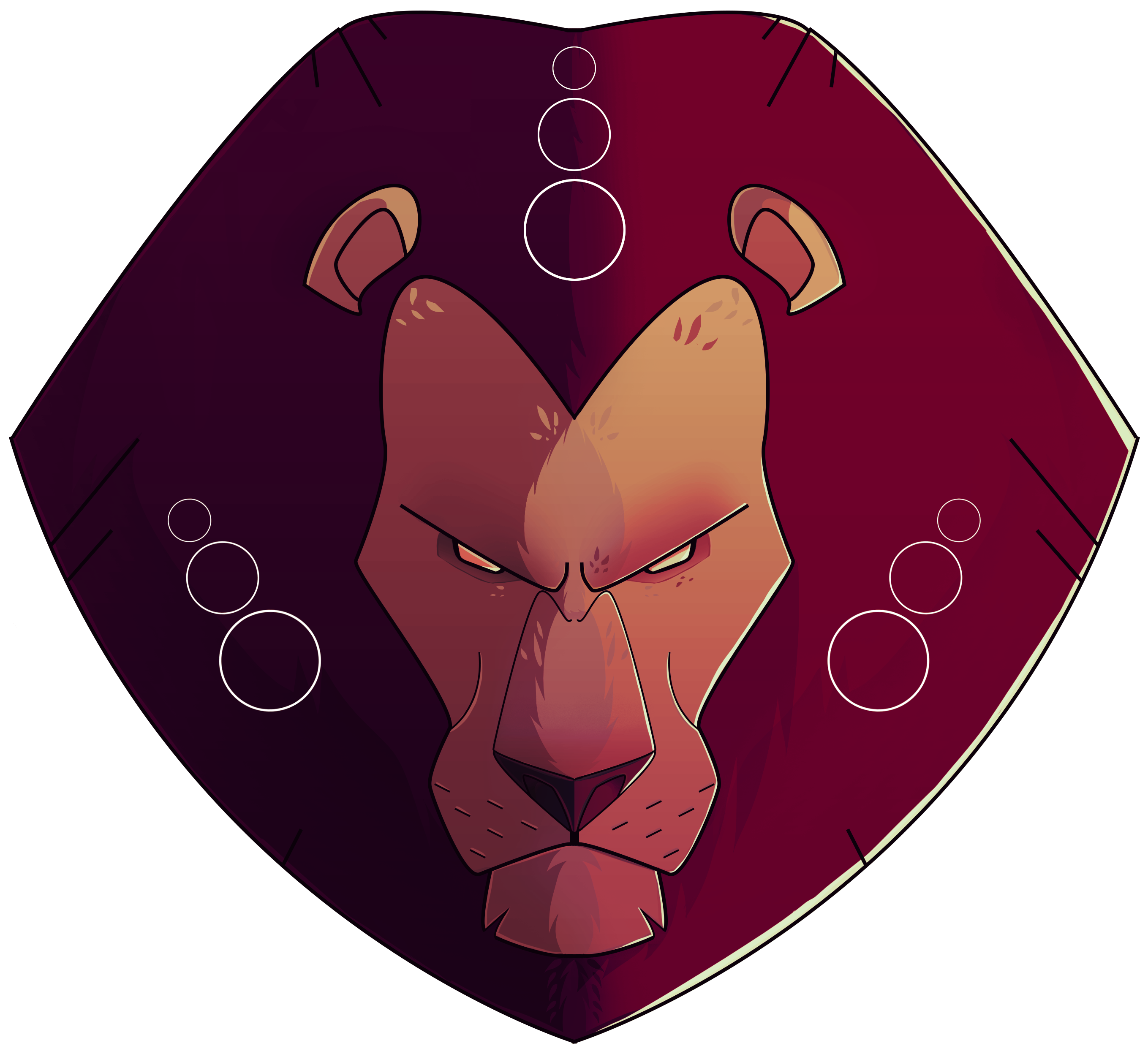 Intense Lion Shield Graphic