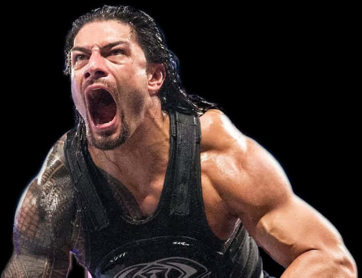 Intense Wrestler Roman Reigns Shouting